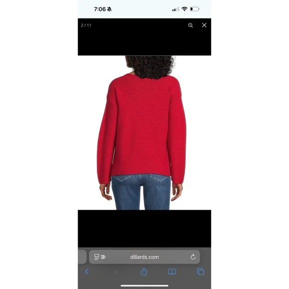 Tommy Bahama Women's Shimmer Crystal Bateau Sweater Red Sz Small NWT - Picture 3 of 7